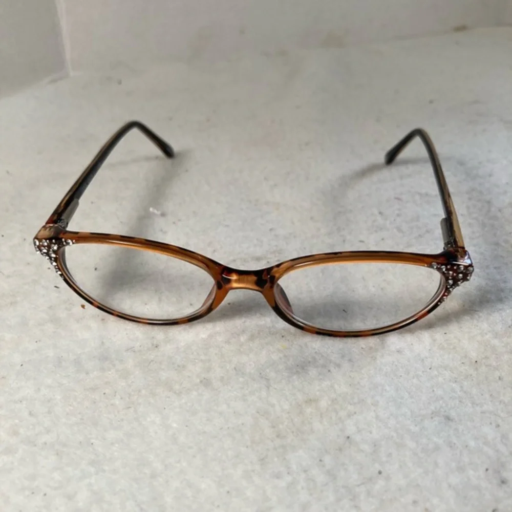 Cool Cat 1 Women’s Cat Eye Handmade Bling Glasses Rhinestone Tortoise Print